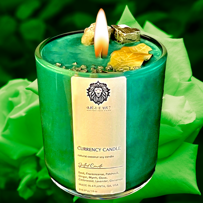 Currency Candle | Spelled Money Candle | Manifest Wealth &amp; Clear Financial Blockages