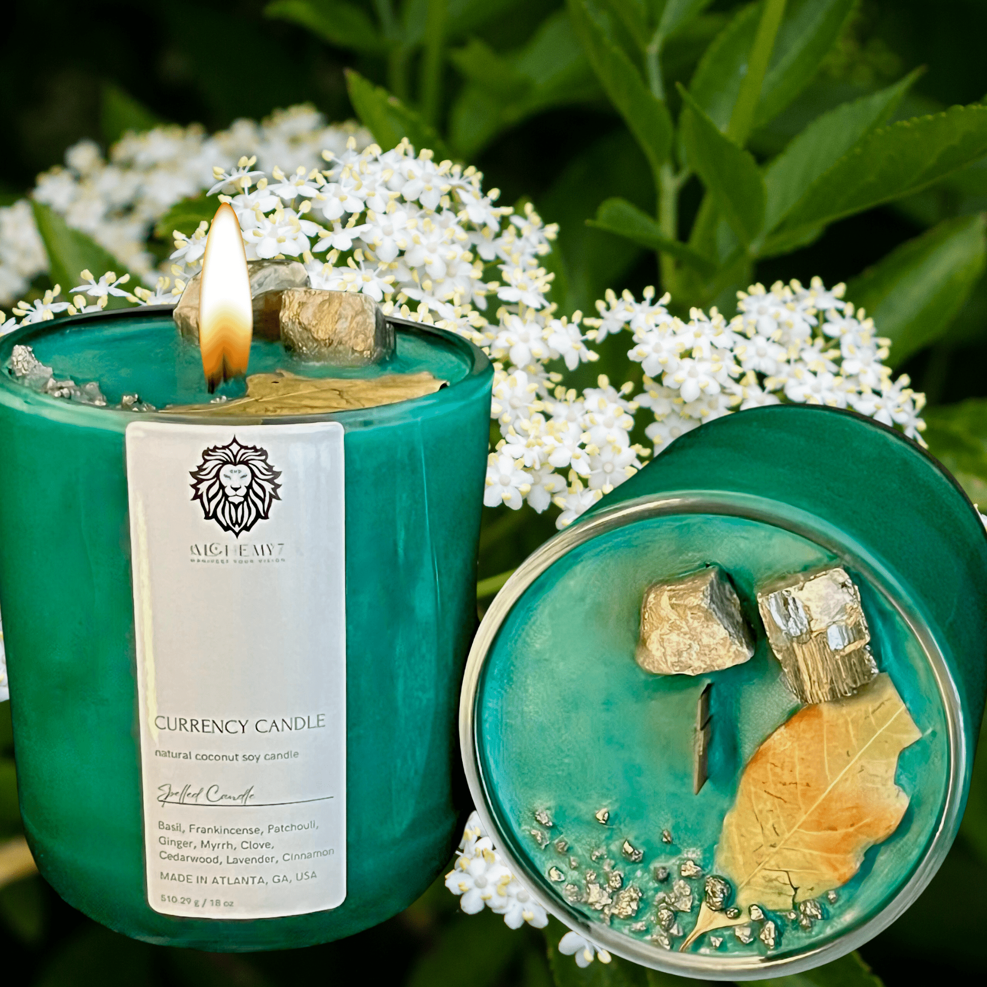 Currency Candle | Spelled Money Candle | Manifest Wealth &amp; Clear Financial Blockages - The Haus Of Alchemy