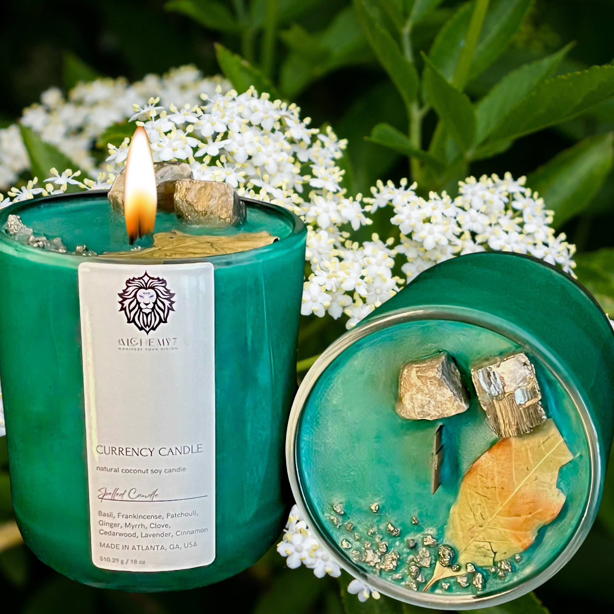 Currency Candle | Spelled Money Candle | Manifest Wealth &amp; Clear Financial Blockages